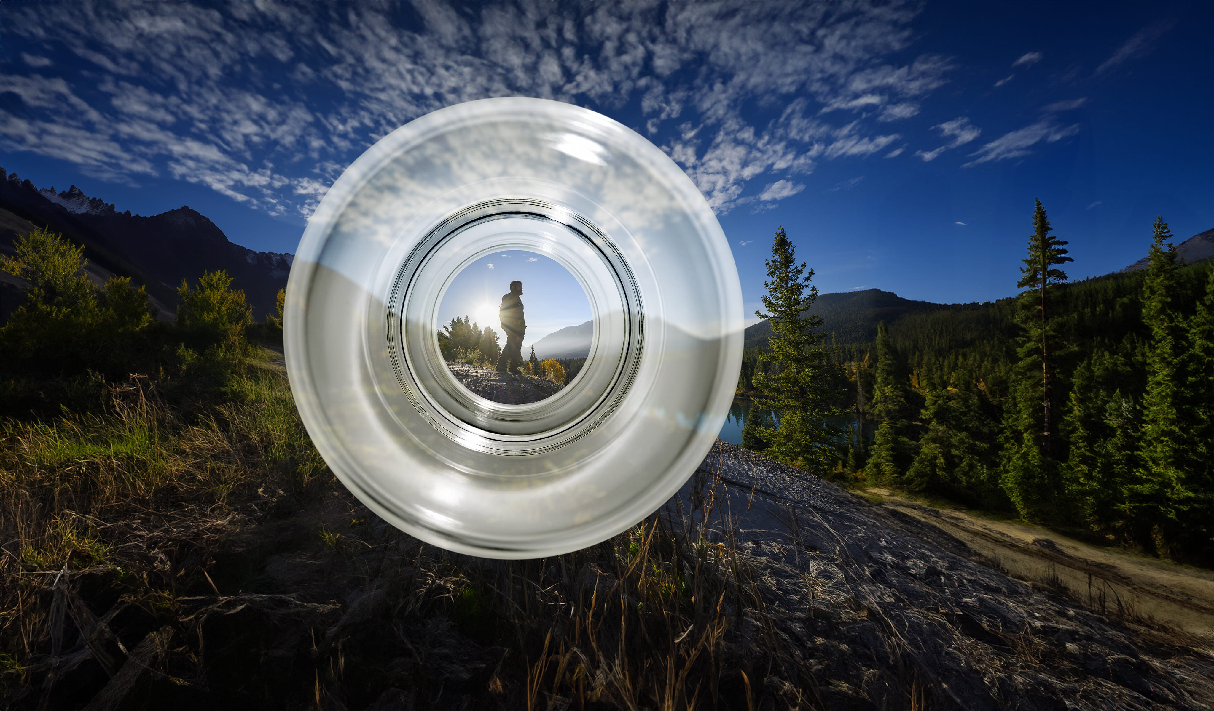 A Glass Vial with Mountain View