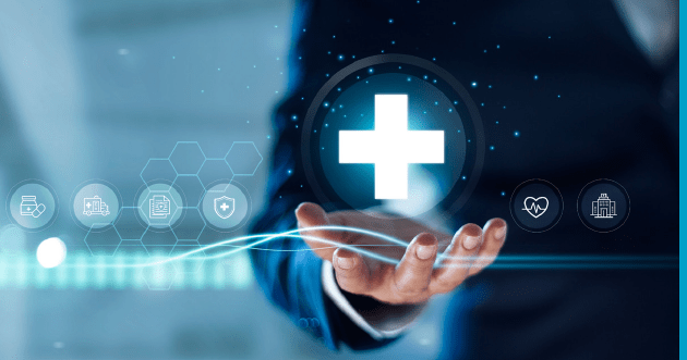 Person holding medical cross symbol